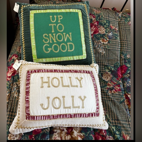 Anthropologie HOLLY JOLLY & UP TO SNOW GOOD  Pillow PILLOWS - Picture 9 of 9